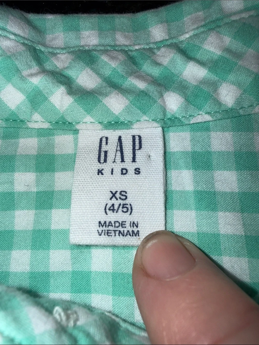 GAP Mint Green Gingham Button-Down Shirt